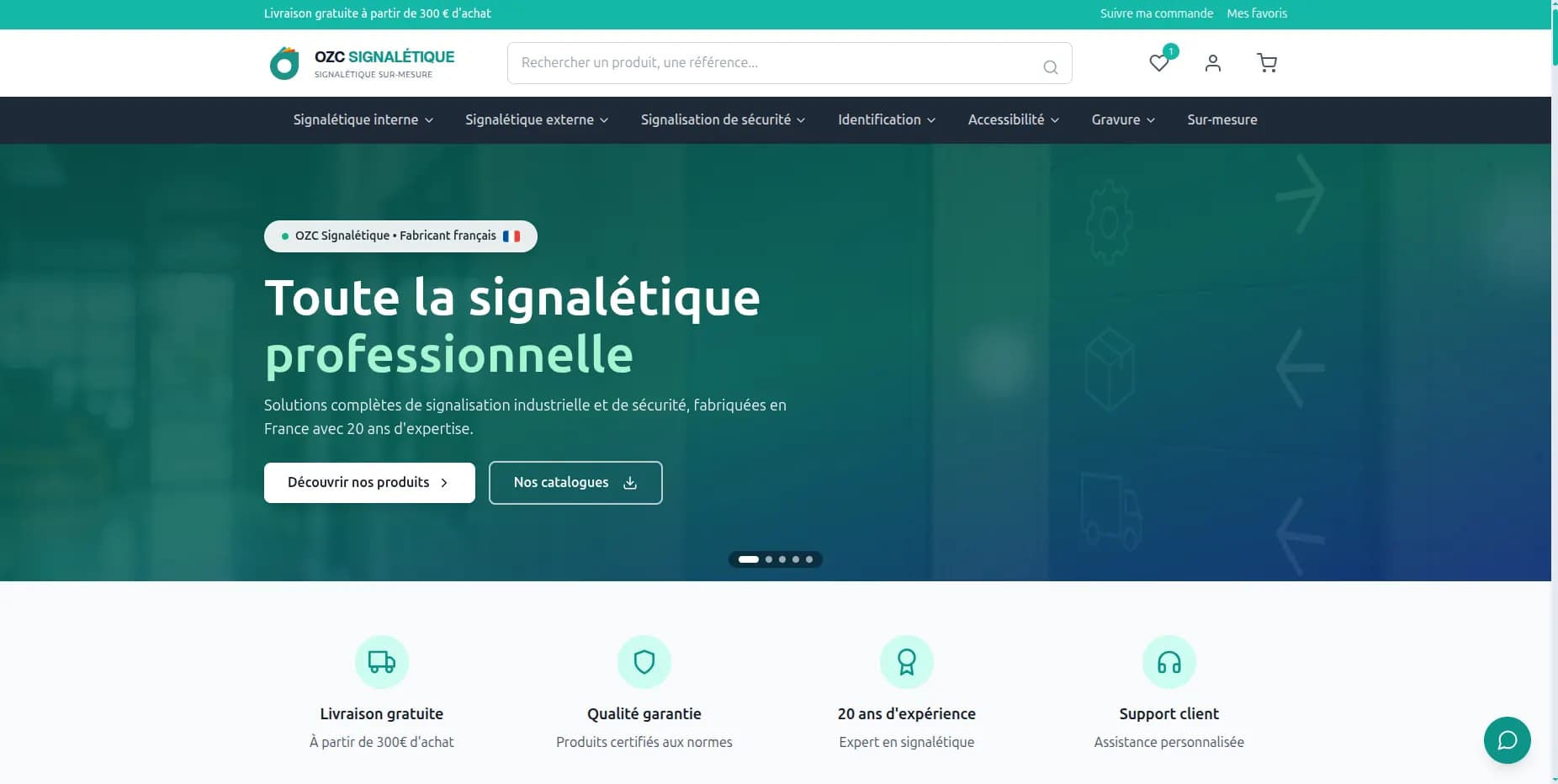 Commercial website OZC Signalétique