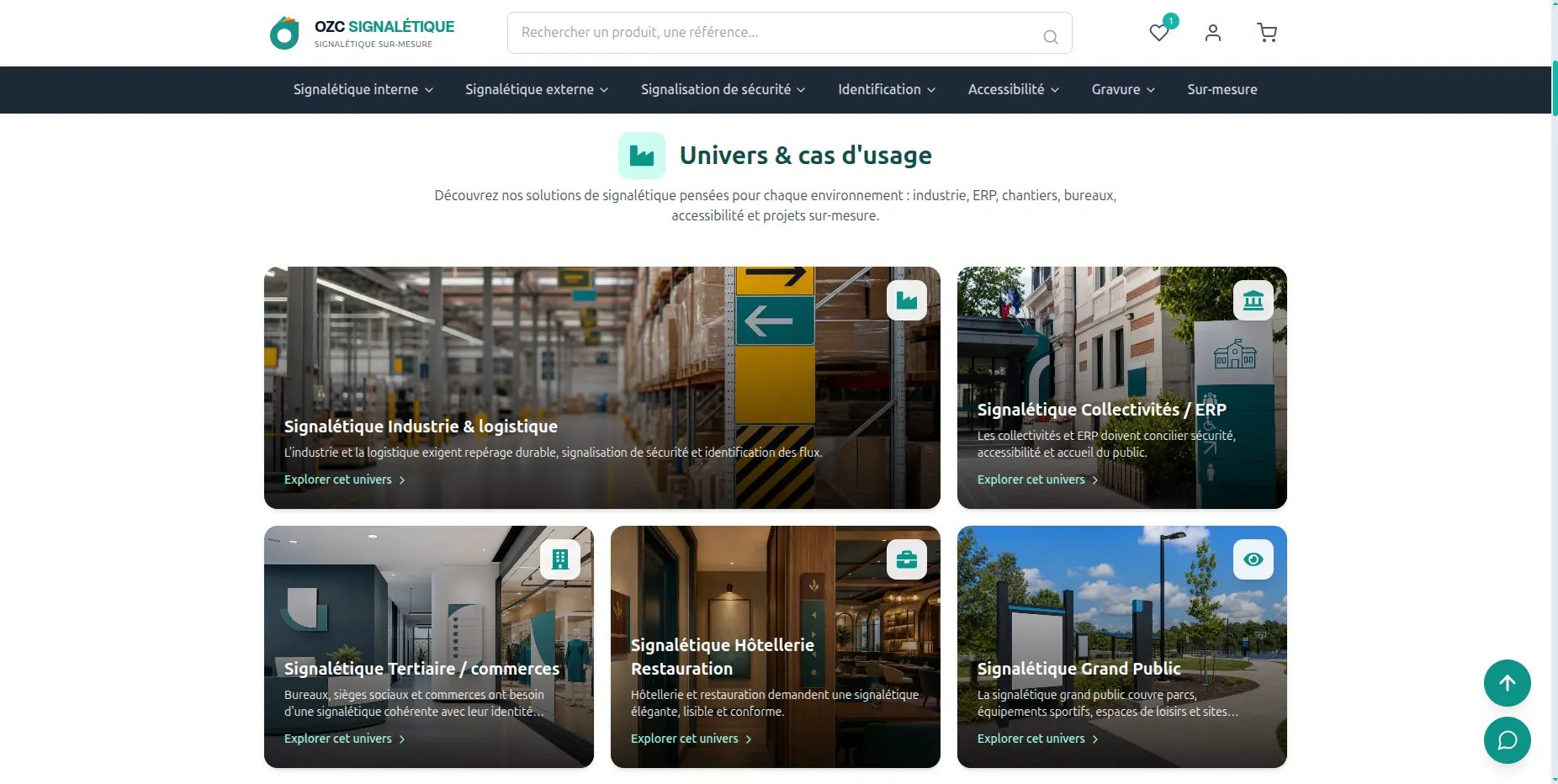 Commercial website OZC Signalétique - Vue 2