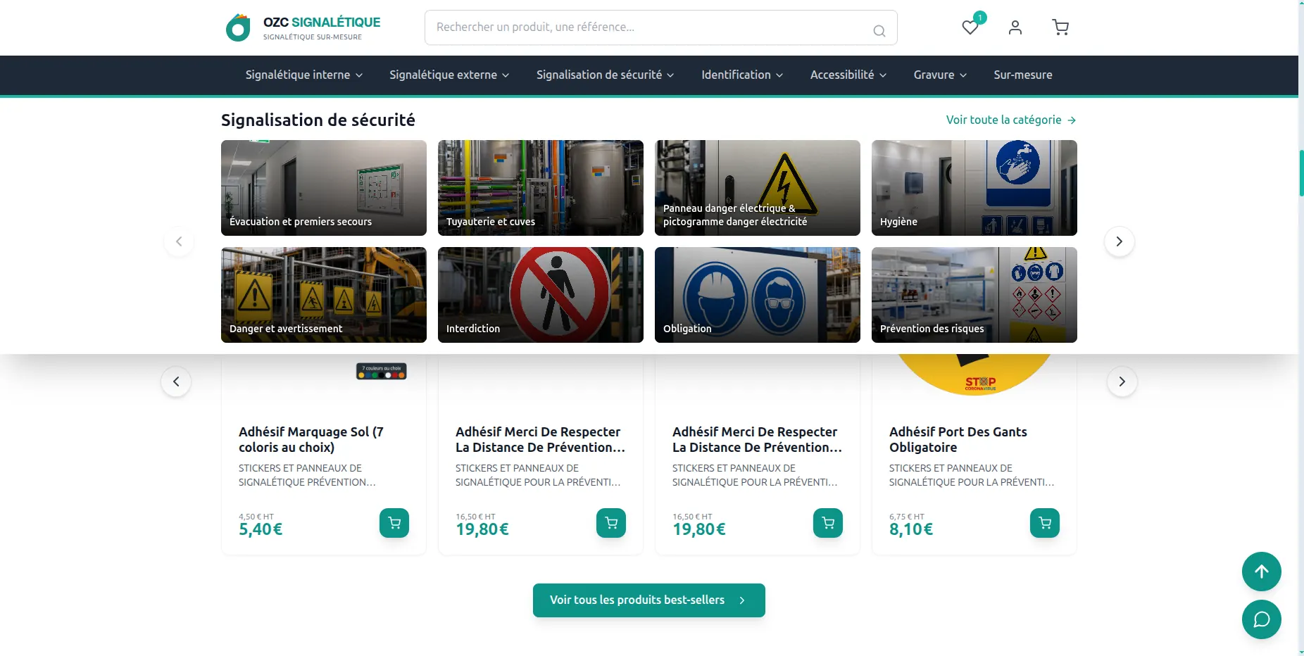 Commercial website OZC Signalétique - Vue 3