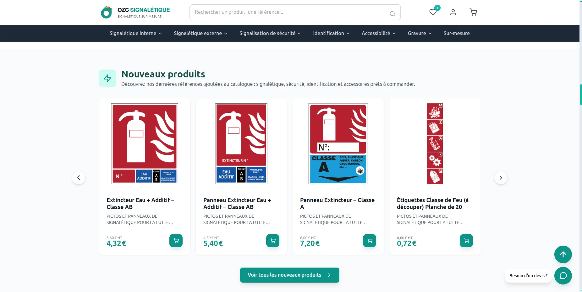 Commercial website OZC Signalétique - Vue 4
