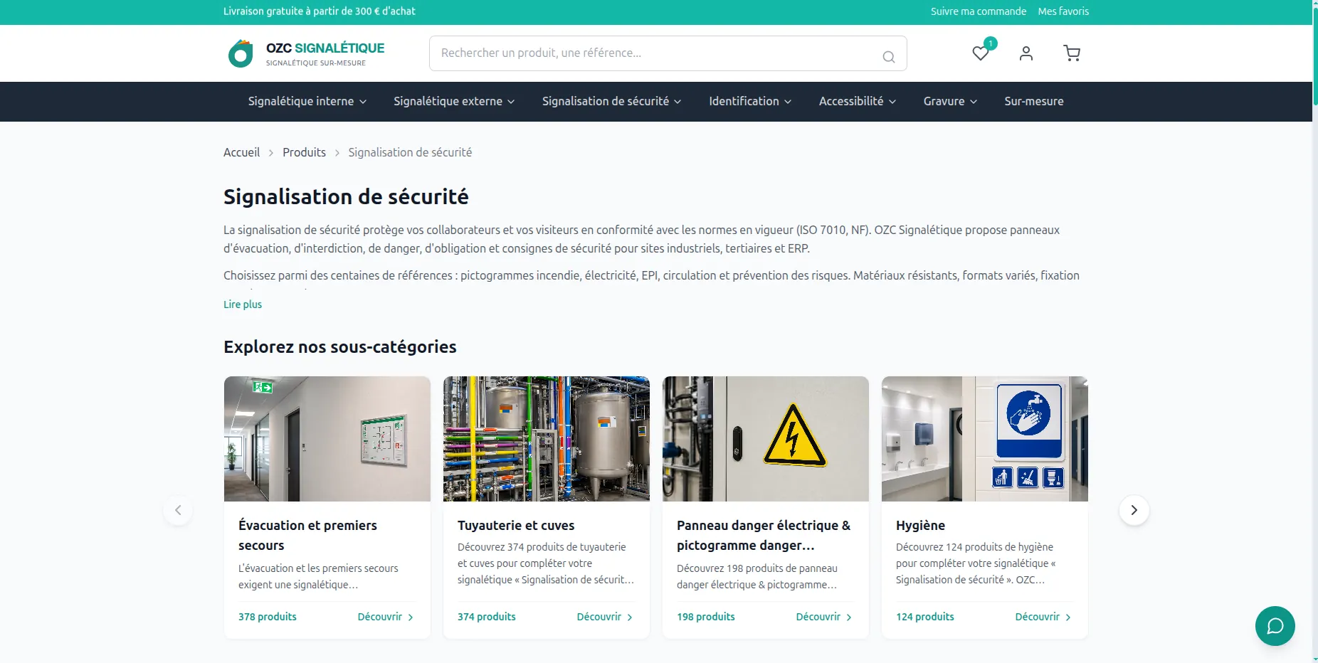 Commercial website OZC Signalétique - Vue 5